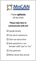 Aphasia Card